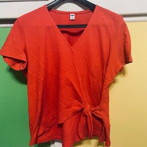 Old Navy Textured, Wrap-Front, Side-Tie Top